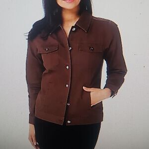 DENIM & CO. STRETCH  TWILL JEAN JACKET WITH BLING BUTTONS  1X